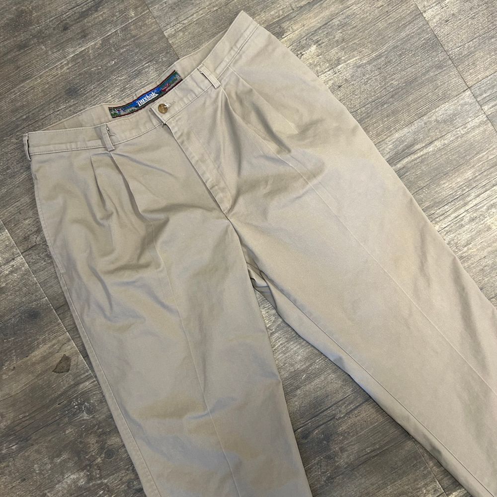 Vintage Duxbak‎ Pleated Khaki Pants Men Size 38x32 Made In USA Cotton (513)